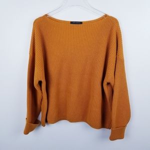 Women's Cozy Oversized Mustard Boatneck Sweater